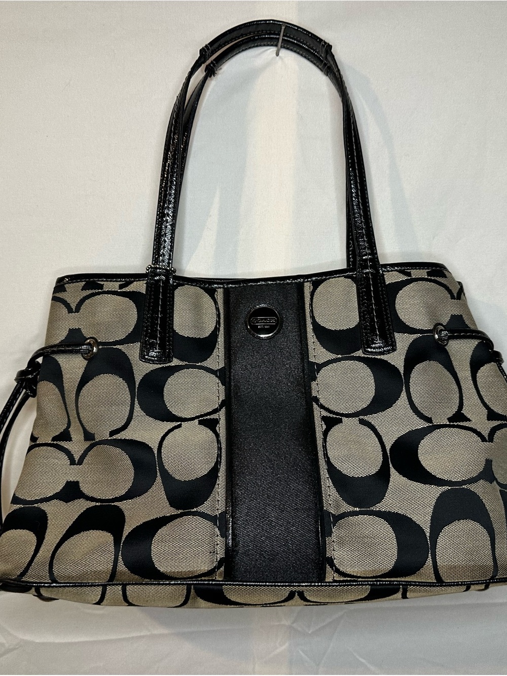 Vintage Coach Black Signature Canvas Tote Bag
